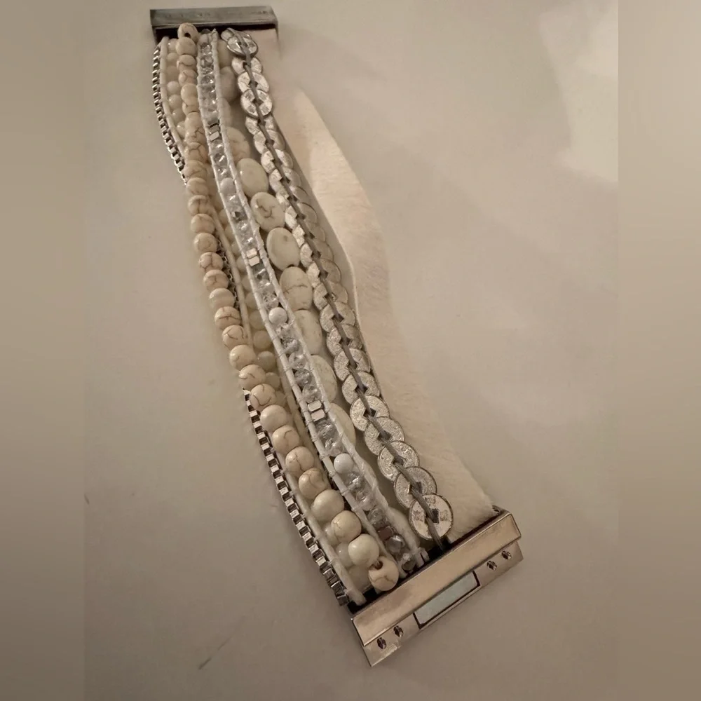 Victoria Emerson Silver and Cream Bracelet Set